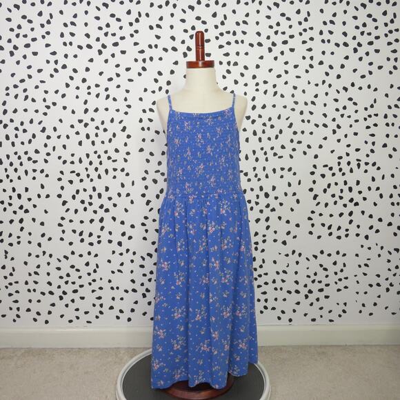 SO Other - SO Blue Floral Print Smocked Bodice Sleeveless Girls Dress